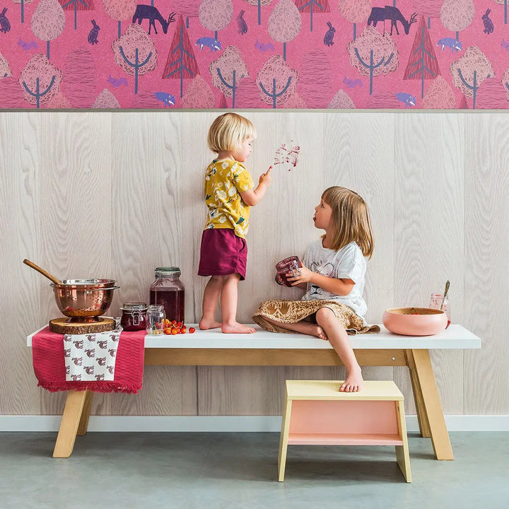 The Decorators: Bancheta din pal melaminat, alb/stejar, VOX 4 You 170x36x46 cm