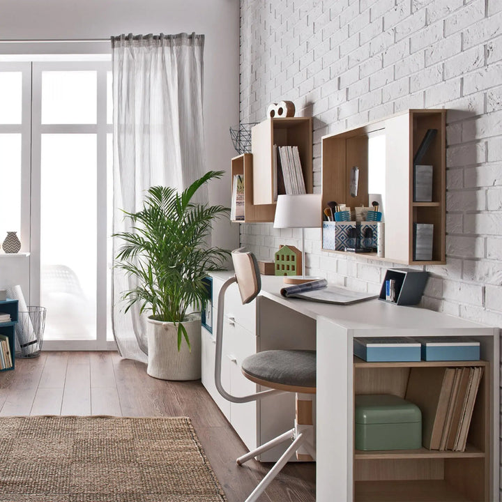 The Decorators: Birou alb cu 3 sertare -VOX 4 You- 142x63x78 cm