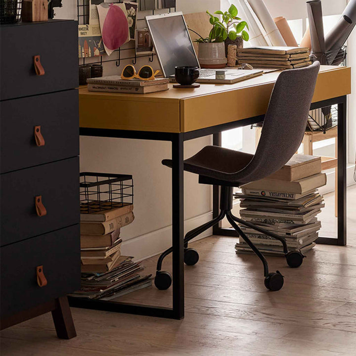 Birou 2 sertare galben-negru -VOX Creative- 136x67x78 cm
