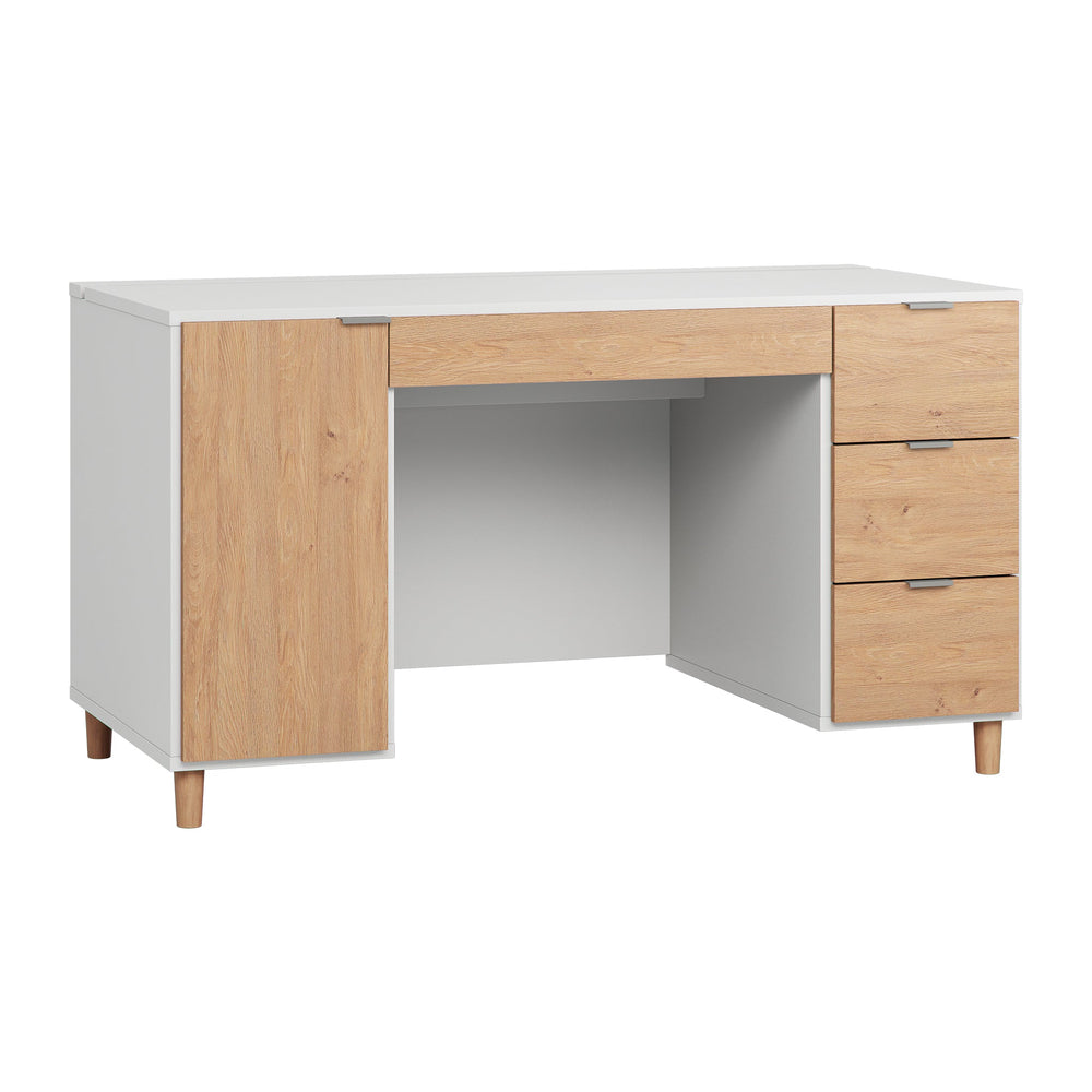 The Decorators: Birou cu 4 sertare si 2 rafturi ajustabile -VOX Simple- 140x65x68 cm