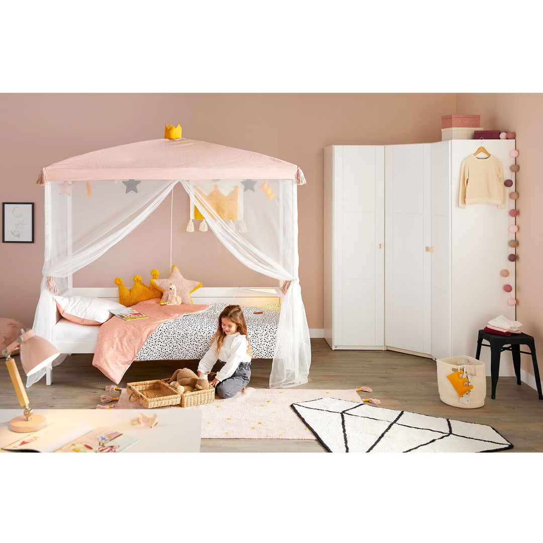 The Decorators: Accesoriu pat, cu buzunare, Princess, bumbac, alb-galben, 61x50 cm