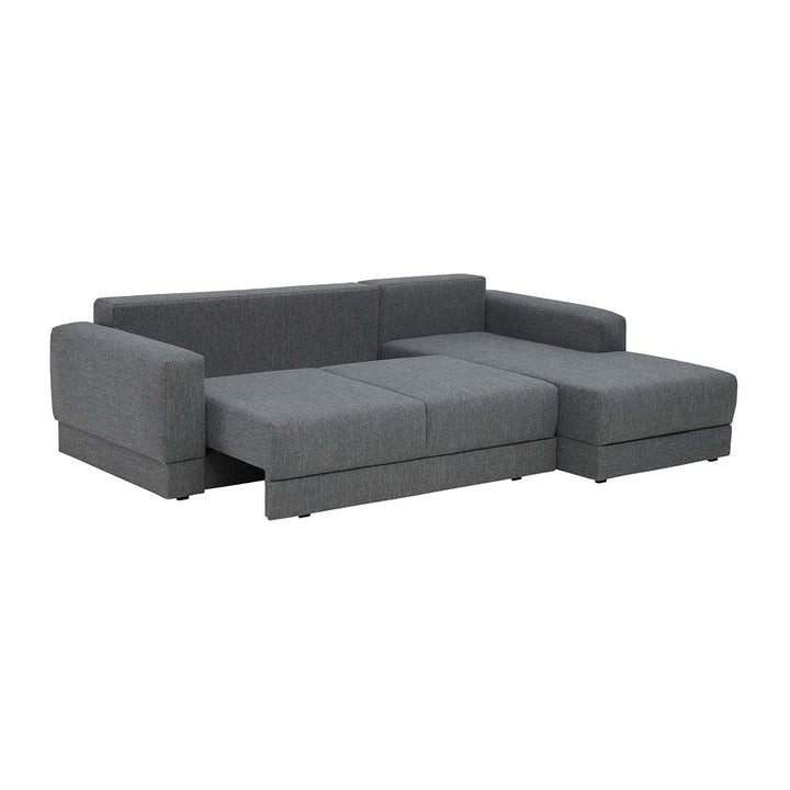 The Decorators: Canapea de colt 3 locuri extensibila cu depozitare si sezlong pe partea stanga VOX Stello, culoare/textura tapiterie la alegere