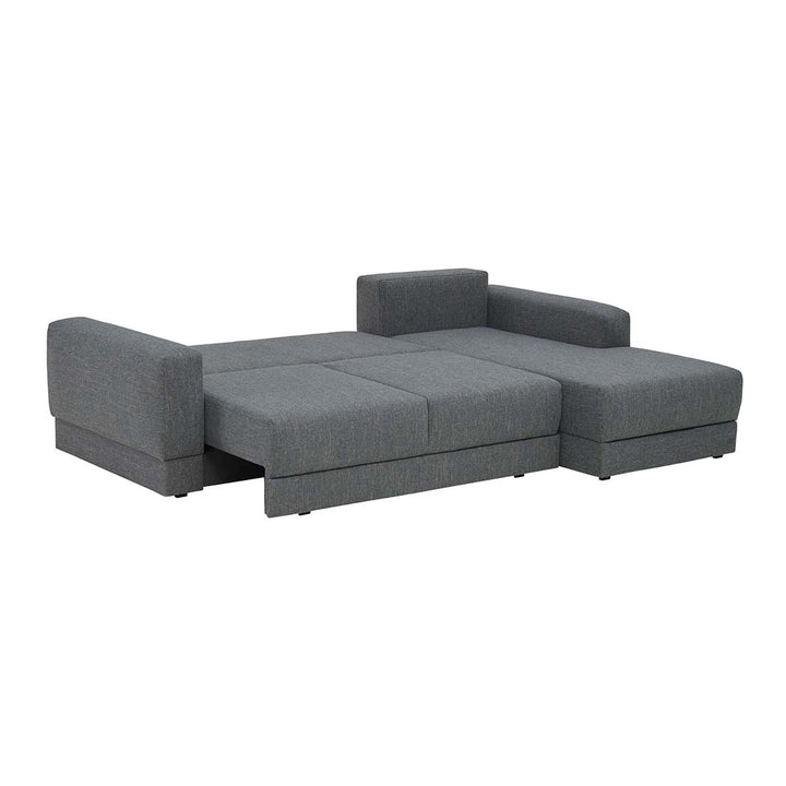 The Decorators: Canapea de colt 3 locuri extensibila cu depozitare si sezlong pe partea stanga VOX Stello, culoare/textura tapiterie la alegere