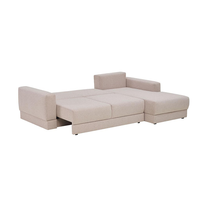 The Decorators: Canapea de colt 3 locuri extensibila cu depozitare si sezlong pe partea stanga VOX Stello, culoare/textura tapiterie la alegere