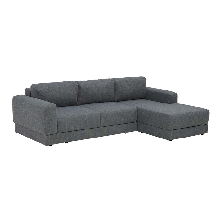 The Decorators: Canapea de colt 3 locuri extensibila cu depozitare si sezlong pe partea stanga VOX Stello, culoare/textura tapiterie la alegere