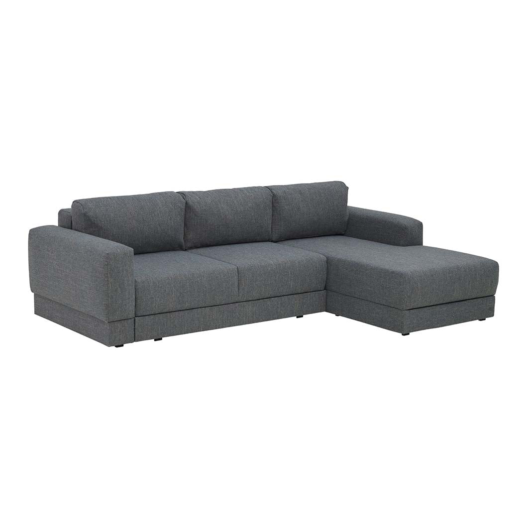 The Decorators: Canapea de colt 3 locuri extensibila cu depozitare si sezlong pe partea stanga VOX Stello, culoare/textura tapiterie la alegere