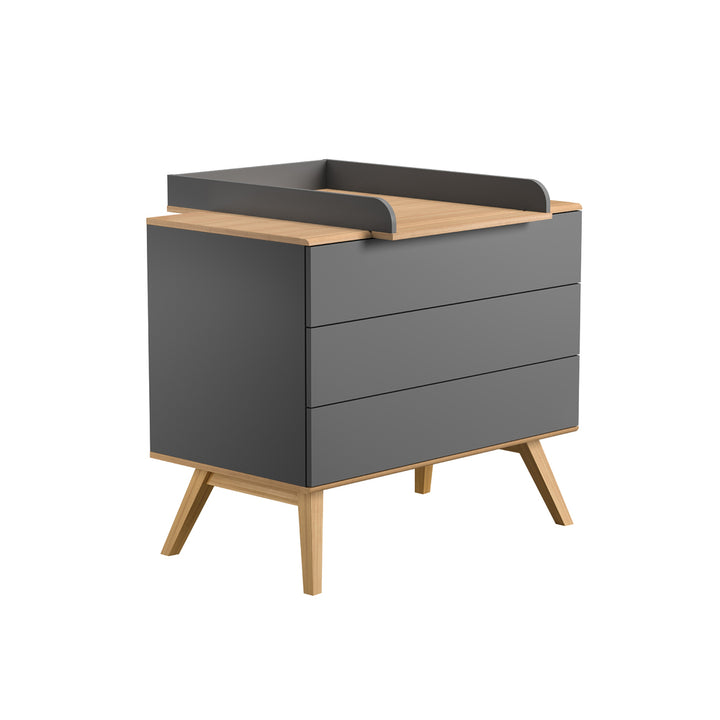 The Decorators: Comoda 3 sertare VOX Baby Nature, gri/stejar