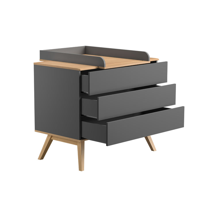 The Decorators: Comoda 3 sertare VOX Baby Nature, gri/stejar