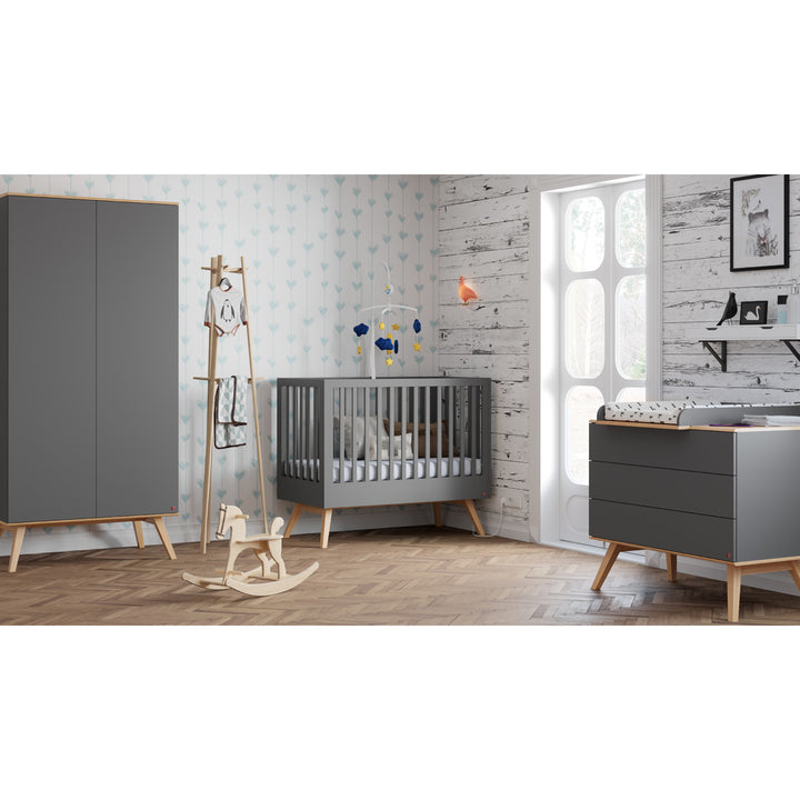 The Decorators: Comoda 3 sertare VOX Baby Nature, gri/stejar