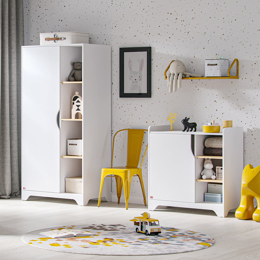 The Decorators: Comoda cu unitate de infasat VOX Leaf, alb/stejar