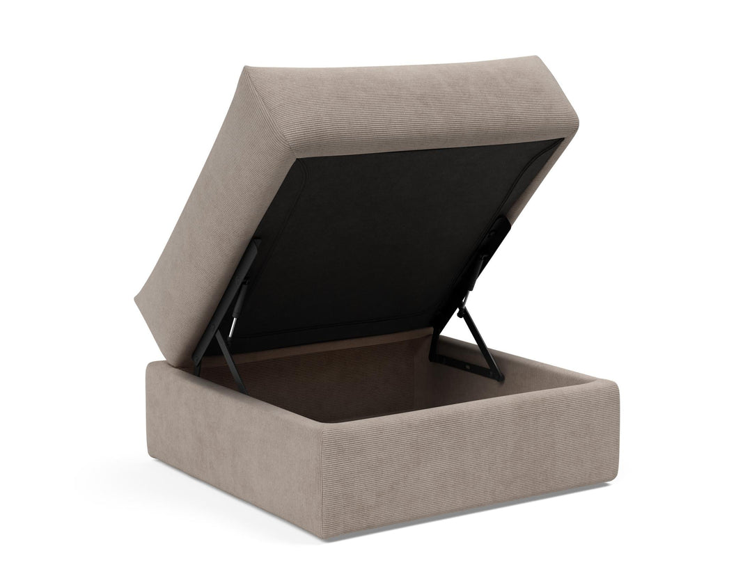 The Decorators: Taburet otoman cu depozitare Cornila Cordufine Beige 75x75cm