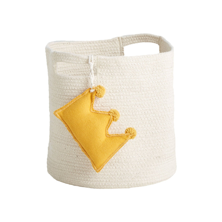 The Decorators: Cos textil, Lifetime Princess, bumbac, alb-galben, 30x30x30 cm