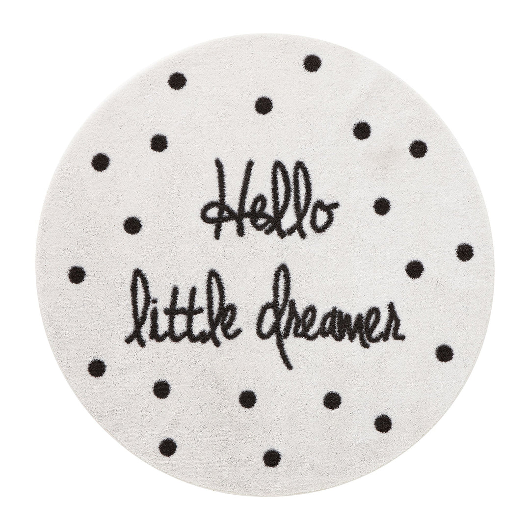 The Decorators: Covor rotund pentru copii, Little Dreamer, bumbac, alb-negru,  ø133cm