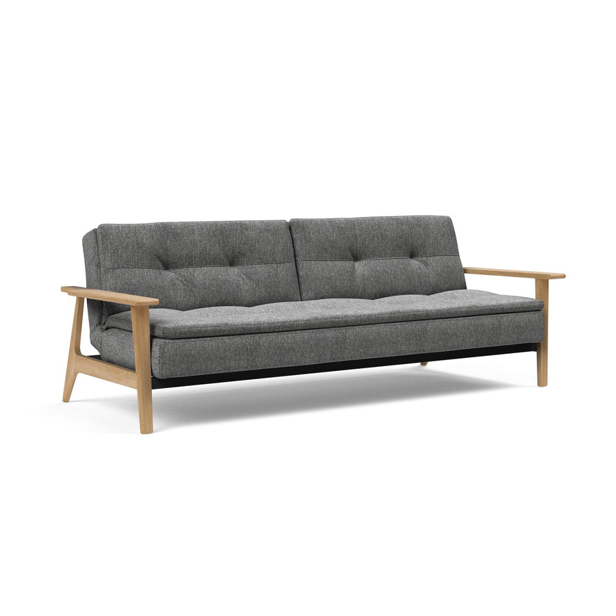 The Decorators: Canapea extensibila Dublexo Frej Oak Twist Charcoal 115x210cm