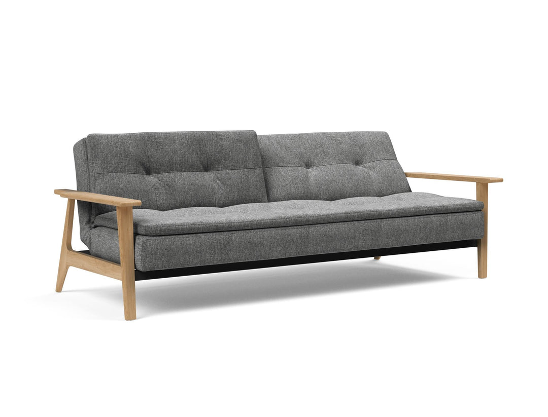 The Decorators: Canapea extensibila Dublexo Frej Oak Twist Charcoal 115x210cm