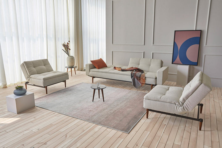 The Decorators: Canapea extensibila cu brate Dublexo Styletto Dark Wood Mixed Dance Natural 115x210cm