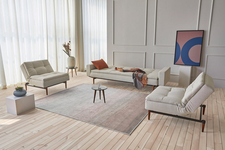 The Decorators: Canapea extensibila cu brate Dublexo Styletto Dark Wood Mixed Dance Natural 115x210cm
