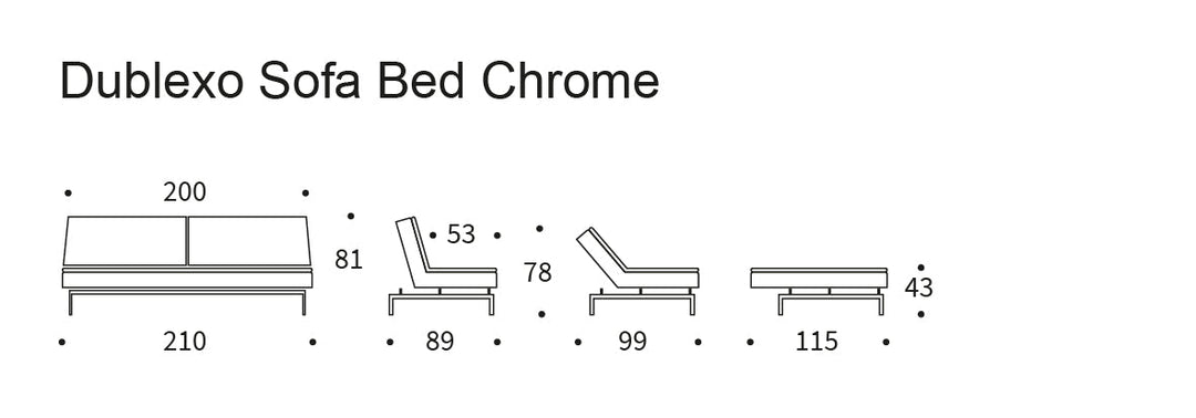 Canapea extensibila Dublexo Chrome Twist Charcoal 115x210cm