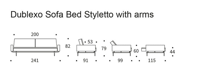 Canapea extensibila cu brate Dublexo Styletto Dark Wood Twist Charcoal 115x210cm