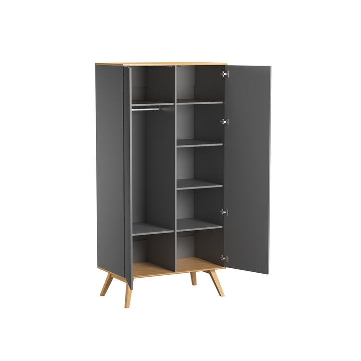 The Decorators: Dulap cu 2 usi VOX Baby Nature 100x207cm, gri/stejar