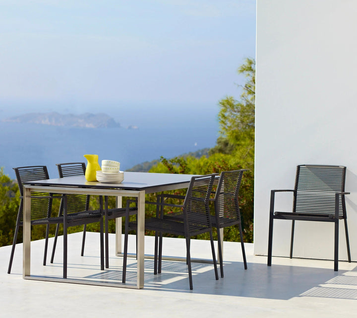 The Decorators: Masa de exterior Cane-line Edge 210/330x100 cm Stainless Steel/Concrete grey
