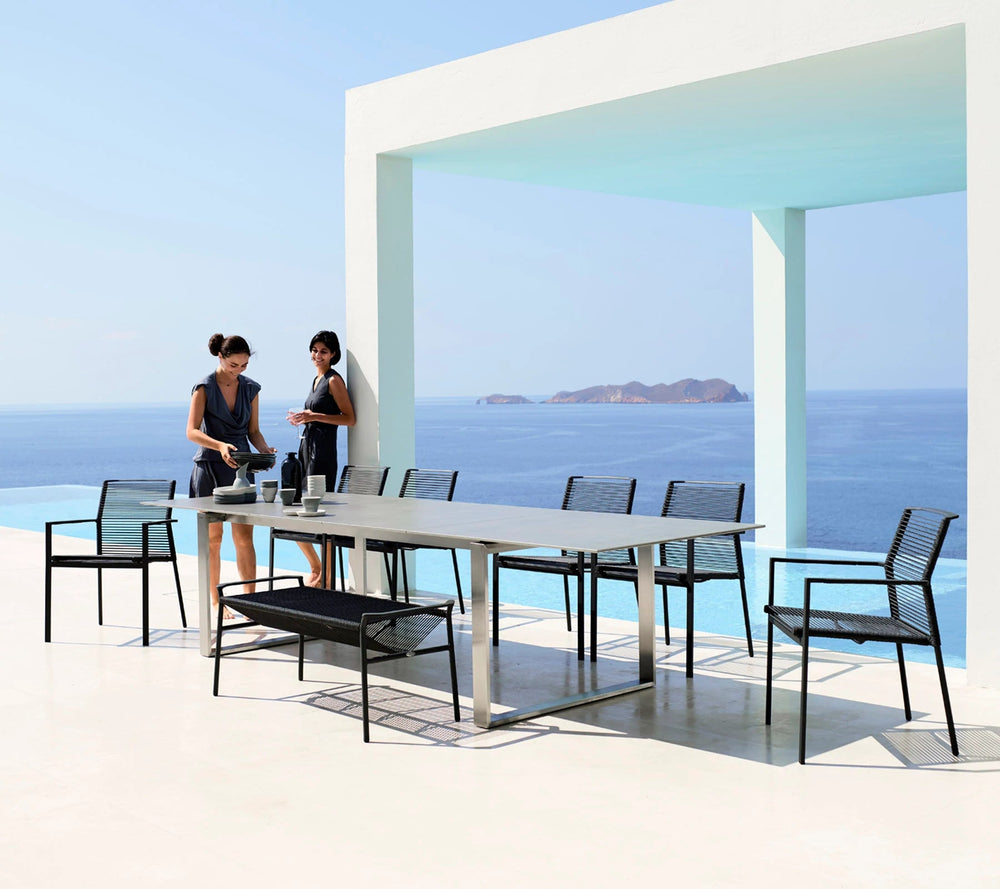 The Decorators: Masa de exterior Cane-line Edge 210/330x100 cm Stainless Steel/Concrete grey