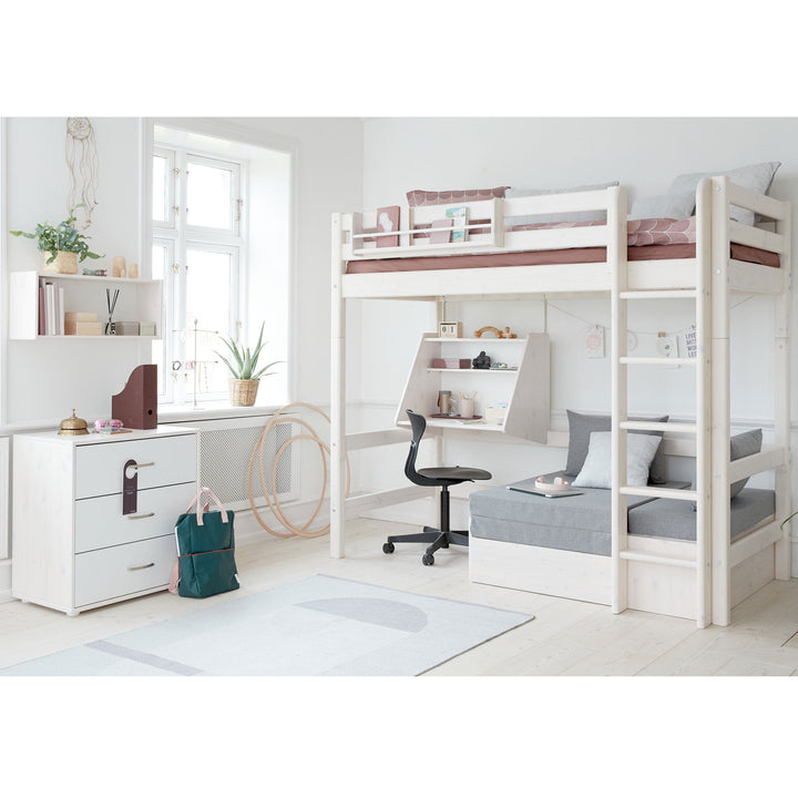 The Decorators: Pat inaltime 184 cm cu scara dreapta, birou si modul de dormit Flexa Classic 90x200 cm