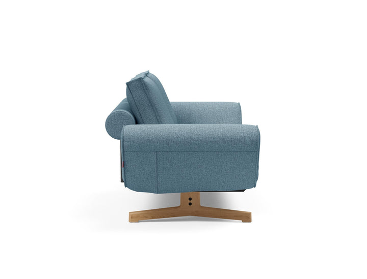 The Decorators: Canapea extensibila Ghia Wood Mixed Dance Light Blue 80x210 cm