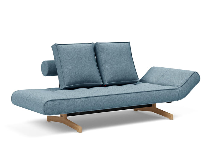 The Decorators: Canapea extensibila Ghia Wood Mixed Dance Light Blue 80x210 cm