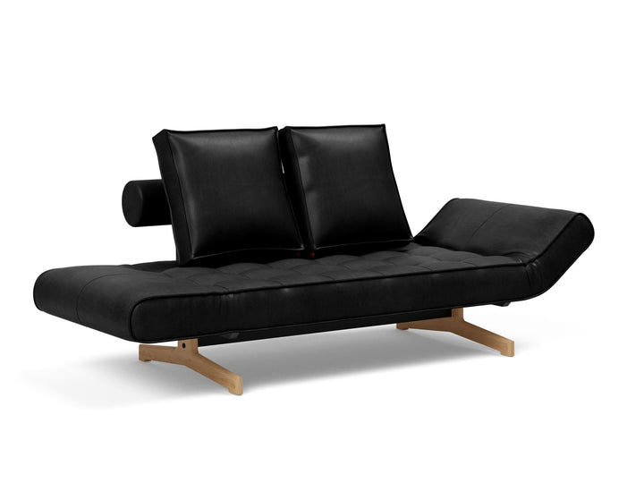 The Decorators: Canapea extensibila Ghia Wood Faunal Black 80x210 cm