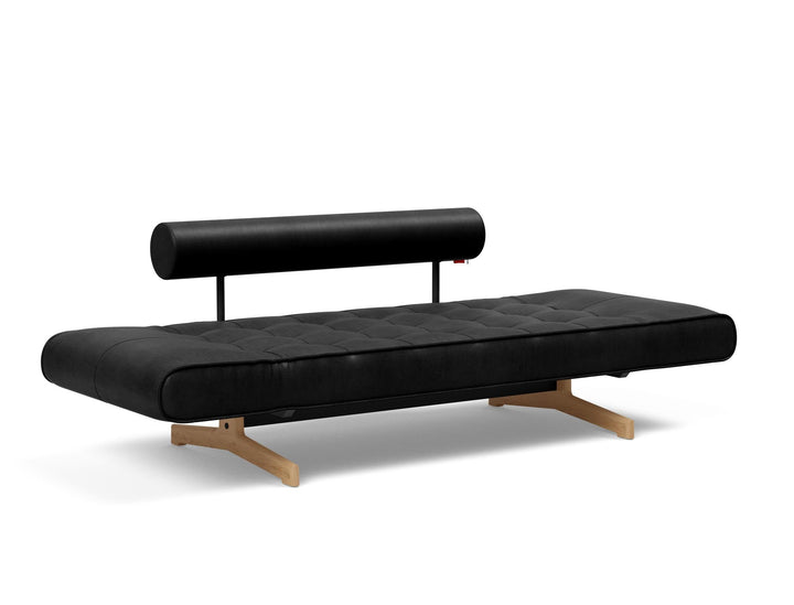 The Decorators: Canapea extensibila Ghia Wood Faunal Black 80x210 cm