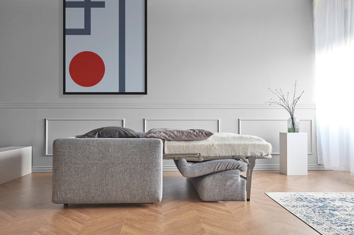 The Decorators: Canapea extensibila Killian Twist Granite, saltea Dual Mattress 140x195 cm