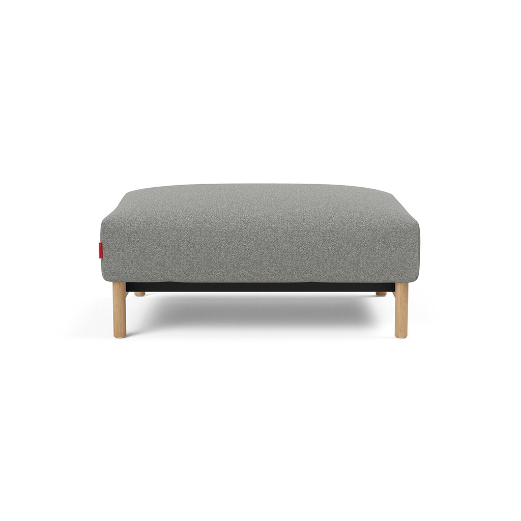 The Decorators: Taburet otoman Malloy Wood Bouclé Ash Grey 75x100 cm