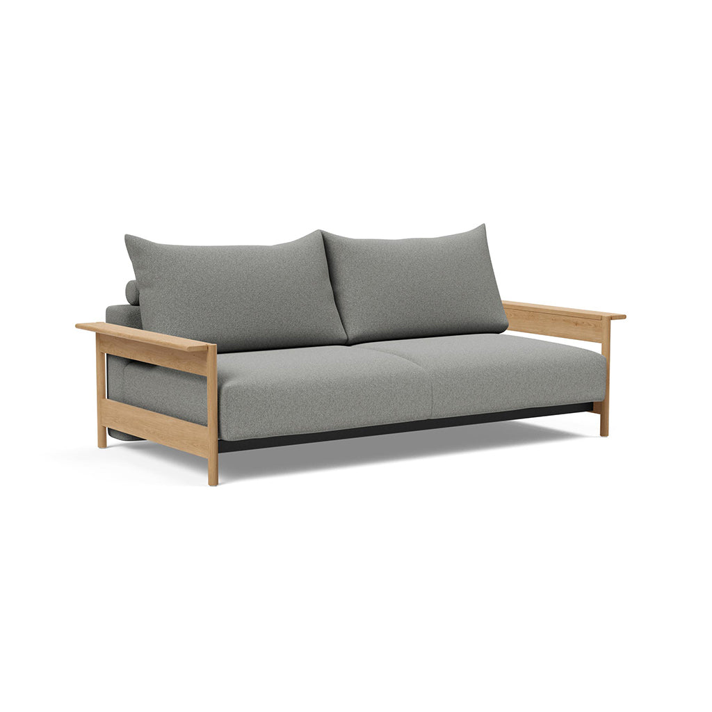 The Decorators: Canapea extensibila Malloy Wood Bouclé Ash Grey 150x200cm