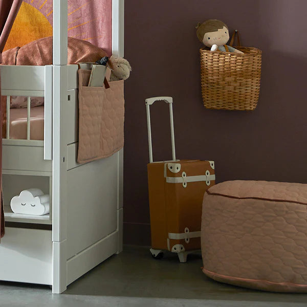 The Decorators: Puf rotund pentru copii, Sunset Dreams, bumbac si poliester, roz, 60x60x30 cm