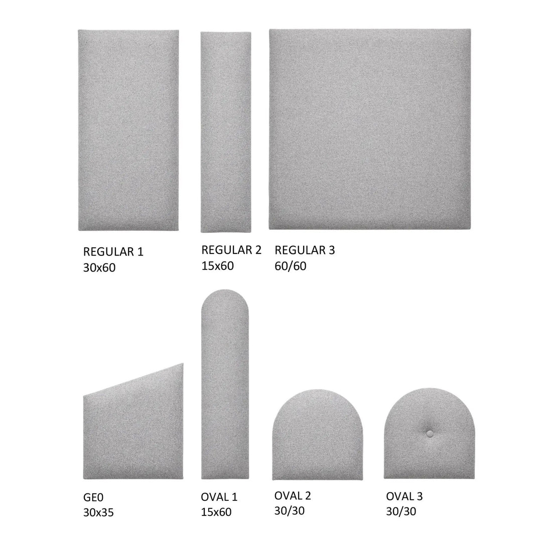 The Decorators: Panou tapitat Oval 1 Villo Soform Catifea gri 15/60 cm