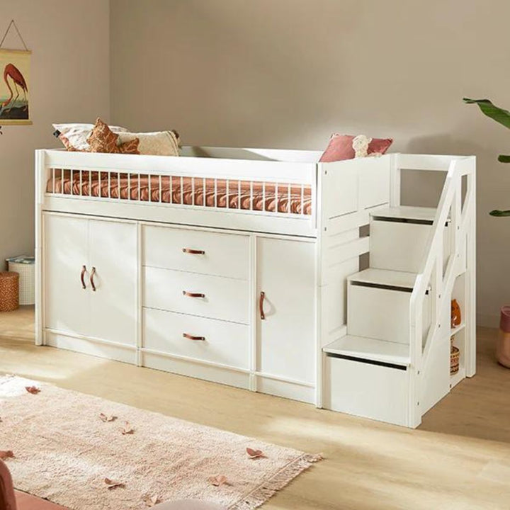 The Decorators: Pat semi-inalt cu depozitare, All-in-one, lemn de pin, 90x200 cm