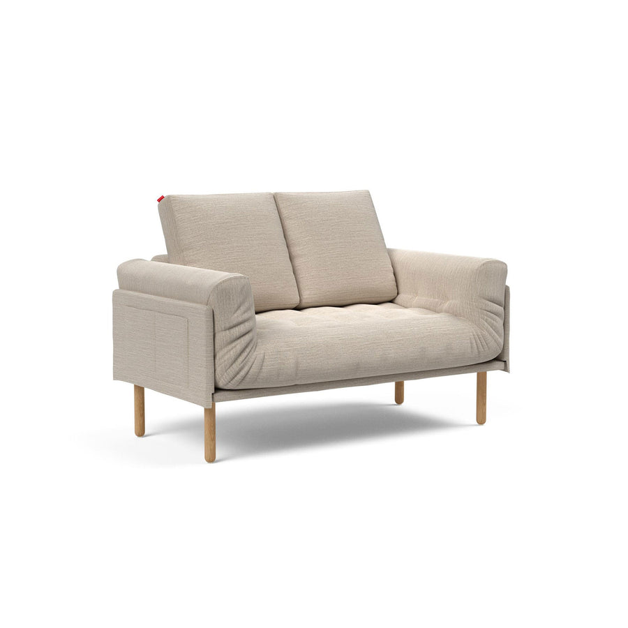 The Decorators: Canapea pat Rollo Stem Blida Sand Grey, saltea cu arcuri impachetate 80x200 cm