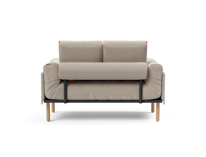 The Decorators: Canapea pat Rollo Stem Blida Sand Grey, saltea cu arcuri impachetate 80x200 cm