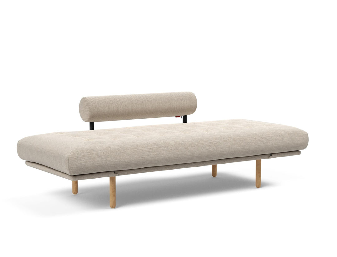 The Decorators: Canapea pat Rollo Stem Blida Sand Grey, saltea cu arcuri impachetate 80x200 cm
