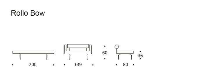 The Decorators: Canapea pat Rollo Bow Classic Blida Sand Grey 80x200 cm