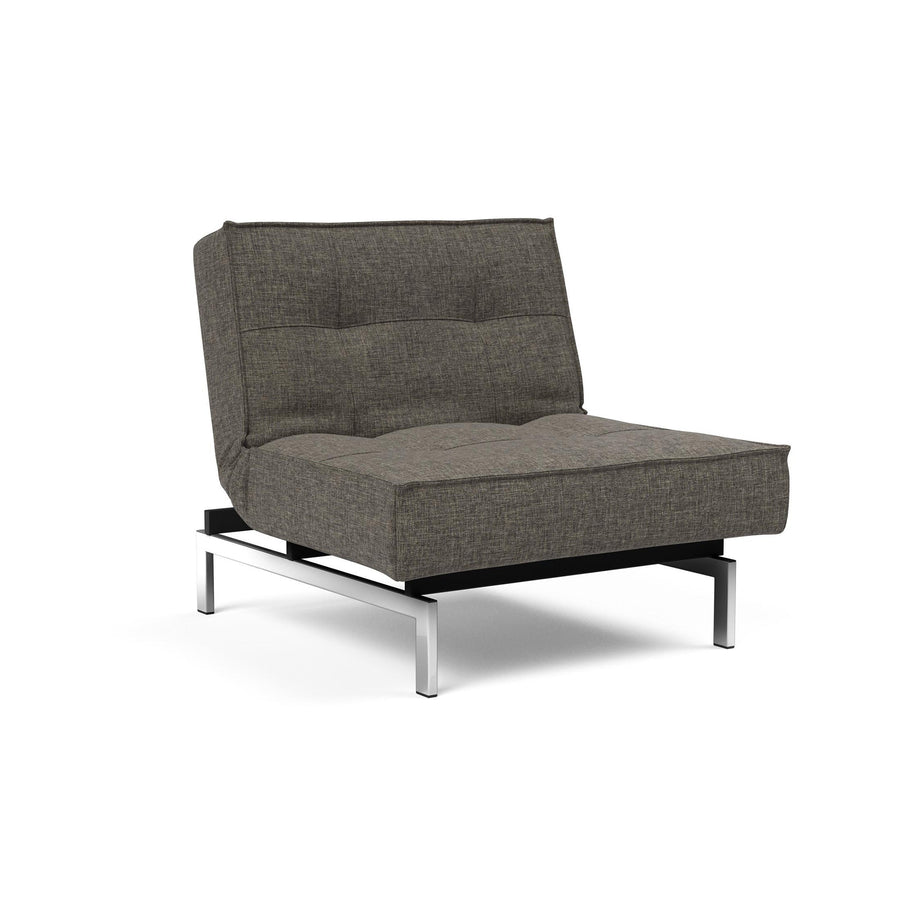 The Decorators: Fotoliu recliner Splitback Chrome Flashtex Dark Grey 115x90cm