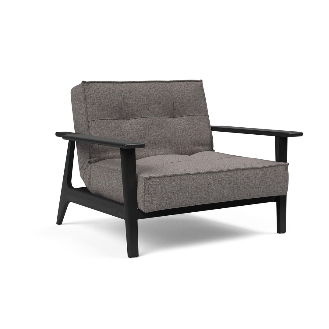 The Decorators: Fotoliu recliner Splitback Frej Mixed Dance Grey / lemn negru 115x90cm