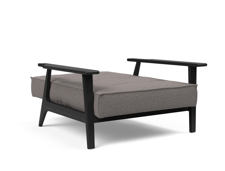 The Decorators: Fotoliu recliner Splitback Frej Mixed Dance Grey / lemn negru 115x90cm
