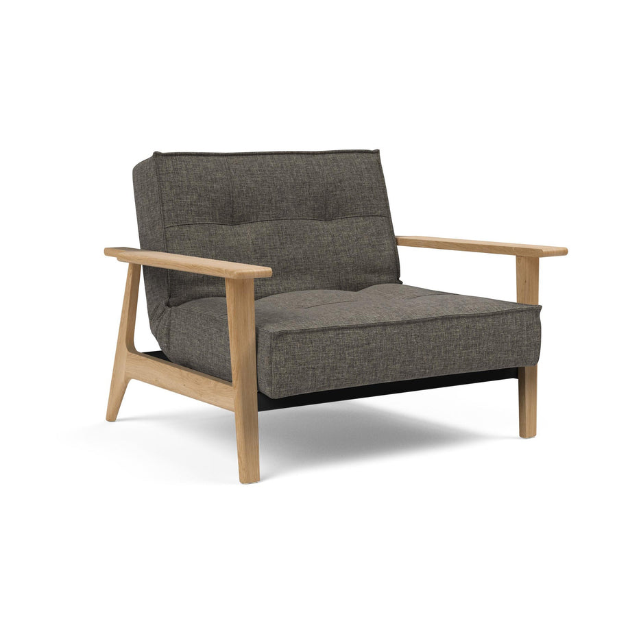 The Decorators: Fotoliu recliner Splitback Frej Oak Flashtex Dark Grey 115x90cm