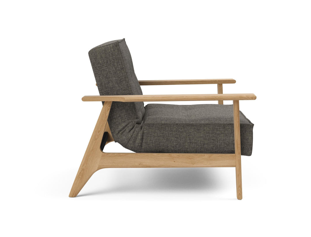 The Decorators: Fotoliu recliner Splitback Frej Oak Flashtex Dark Grey 115x90cm