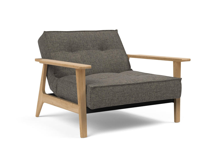 The Decorators: Fotoliu recliner Splitback Frej Oak Flashtex Dark Grey 115x90cm