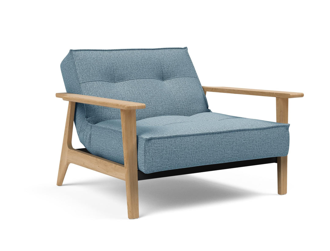 The Decorators: Fotoliu recliner Splitback Frej Oak Mixed Dance Light Blue 115x90cm