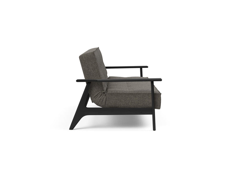 The Decorators: Canapea extensibila Splitback Smoked Oak Frej Flashtex Dark Grey 115x210cm