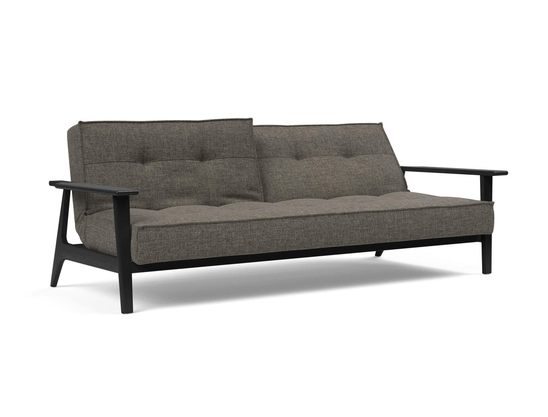 The Decorators: Canapea extensibila Splitback Smoked Oak Frej Flashtex Dark Grey 115x210cm